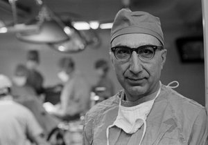 Portrait of Dr. Michael DeBakey, cardiovascular surgeon, at Texas Medical Center