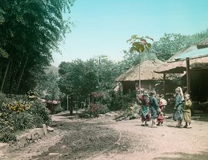 Children Playing in the Street on the Road to Miyanoshita, circa 1900 - 1915 by Teijiro Takagi
