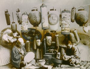 Portrait of Japanese Lantern and Parasol Maker, circa 1900 - 1915