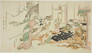 Calligraphy Party of a Family by Teisai Hokuba