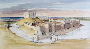 Illustration of York Castle, North Yorkshire, as it might have been in the late 13th century, 1985 by Terry Ball