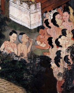 Crowd Watching Theatrical Performances at a Funeral by Thai School