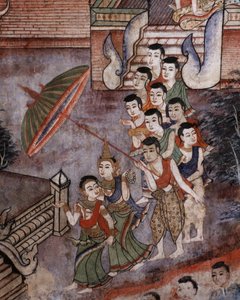 Detail from a mural at Wat Phra Singh by Thai School