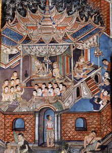 (detail) Murals of Viharn Laikam Portraying the Sang Thong Tales by Thai School