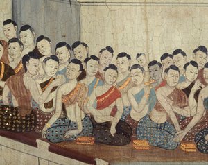 Group of Women with Attire and Cropped Hair Typical of the 4th Reign by Thai School