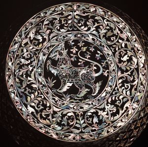 Mother of Pearl Inlaid Box Showing a Singha (Royal Lion) by Thai School