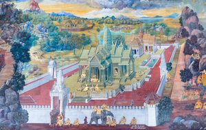Mural Depicting Scenes from the Ramayana at Wat Phra Kaeo, the Royal Grand Palace, Bangkok, Thailand by Thai School