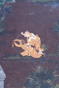 Mural Depicting Scenes from the Ramayana at Wat Phra Kaeo, the Royal Grand Palace, Bangkok, Thailand