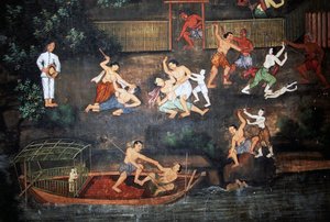 Murals with scenes from life of Buddha, Wat Suwan Dararam, Ayutthaya Historical Park (UNESCO World Heritage List) by Thai School