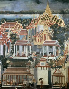 Offerings Made to Monks in the Temple of the Emerald Buddha, 1864 by Thai School