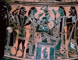 Black-figured Neck-Amphora Depicting the Birth of Athena
