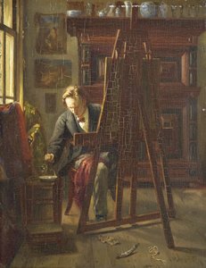 The Artist George Jan Hendrik Poggenbeek in His Studio by Theo Hanrath