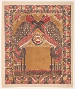 Two Standing Birds with Crossed Beaks and an Hourglass by Theo Neuhuys
