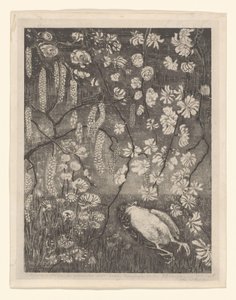 Dead Bird Under Hazel and Honeysuckle Branches by Theo van Hoytema