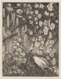 Dead Bird under Hazel and Honeysuckle Branches by Theo van Hoytema