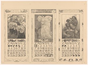 Calendars for July, August, and November 1910 by Theo van Hoytema