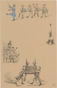 Menu Card with Teachers and Students by Theo van Hoytema