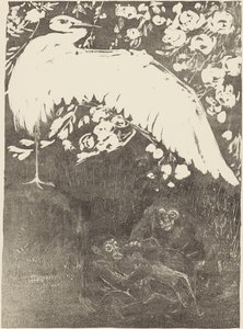 Heron with Three Monkeys