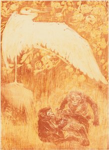 Heron with Three Monkeys by Theo van Hoytema