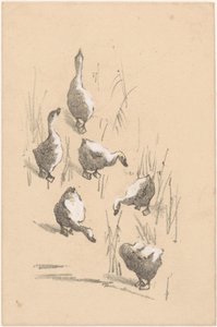 Greeting Card with Six Geese by Theo van Hoytema