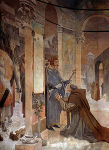 King Louis IX presents the Charter of Foundation of the College of Sorbonne to Robert de Sorbon