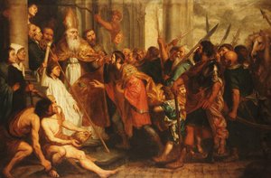 Saint Ambrose, Bishop of Milan, Refusing Emperor Theodosius Admission to Milan Cathedral