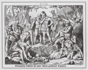 Germanicus Burying the Bodies of Roman Soldiers Killed at the Battle of the Teutoburg Forest Six Years Earlier by Theodor Grosse