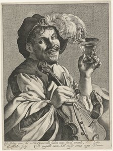 Man with Violin and Roemer by Theodor Matham