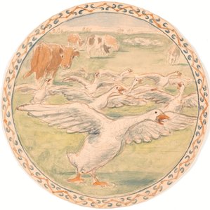 Grazing Cows and Cackling Geese (Draft for Ceramic Dish)