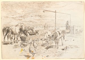 Horses, Calves, and Geese at the Dutch Well on Saltholm by Theodor Philipsen