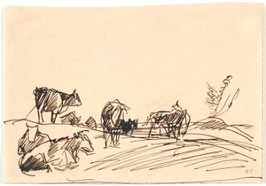 Landscape with Lying and Standing Cows by Theodor Philipsen