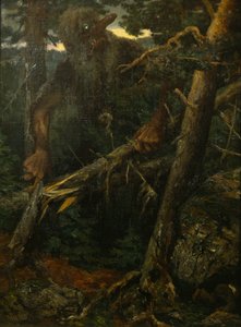 Old Troll Breaking Trees in the Forest by Theodor Kittelsen