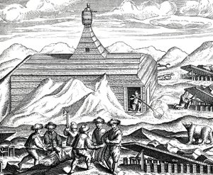Cutting up a bear at North Pole by Theodor de Bry