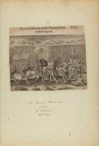 Outina Gallorum Auxilio Potanou Suum Hostem Superat. XIII. (from book, Americae, part two)