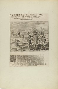 How the Emperor of the Kingdom of Guiana Adorns His Nobles... (from book, Americae, parts seven and eight) by Theodor de Bry