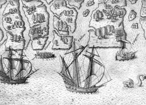 The french explores six rivers on the coast of Florida by Theodor de Bry