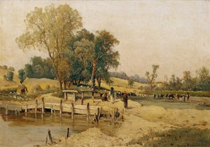 Hungarian Landscape with Cattle Watering