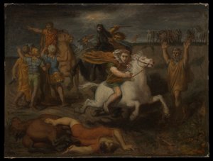 Scene from the Gallic Wars: The Gaul Littavicus, Betraying the Roman Cause, Flees to Gergovie to Support Vercingetorix by Théodore Chassériau