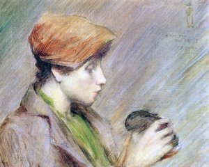 Suzanne Hoschedé with a Rabbit by Theodore Earl Butler