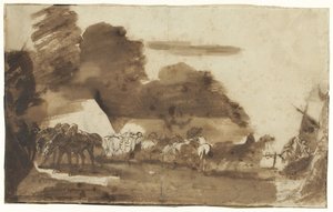 Bivouac with Horses and Soldiers by Theodore Gericault