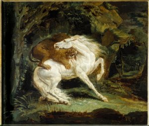 Horse Attacked by a Lion