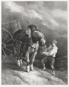 A Boy Giving Oats to a Hitched Horse by Theodore Gericault
