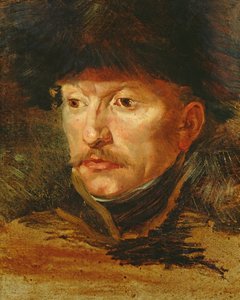 Head of a horseman (portrait of Lieutenant Dieudonne) by Theodore Gericault