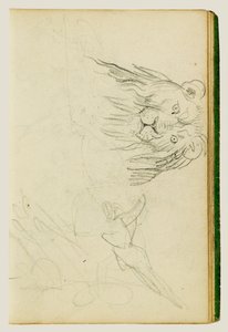 Head-on View of Seated Lion by Theodore Gericault