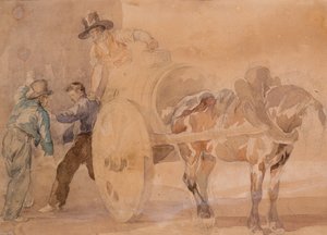 Three Men Unloading a Cart by Theodore Gericault