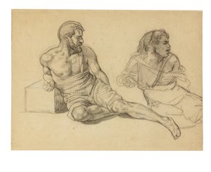 Two Studies for the Figure Seated at the Foot of the Mast by Theodore Gericault