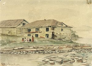 Buildings Going to Ruin, Alaska, 1884 by Theodore J. Richardson