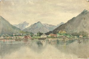 Sitka from the Islands, Showing Russian Castle, 1888 by Theodore J. Richardson