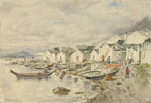 The Ranch Native Village, Sitka, 1884 by Theodore J. Richardson