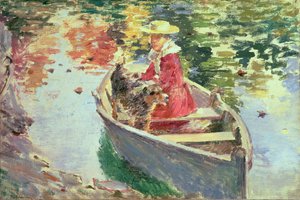Miss Motes and her Dog Shep by Theodore Robinson
